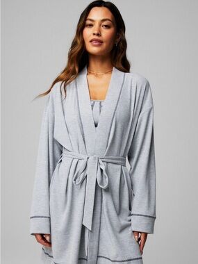 Fabletics Waffle Knit Robe in Heather Grey Size XL Loungewear